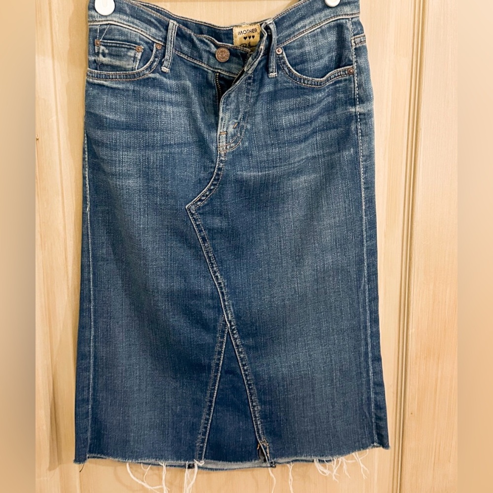 MOTHER Blue Denim Pencil Skirt
